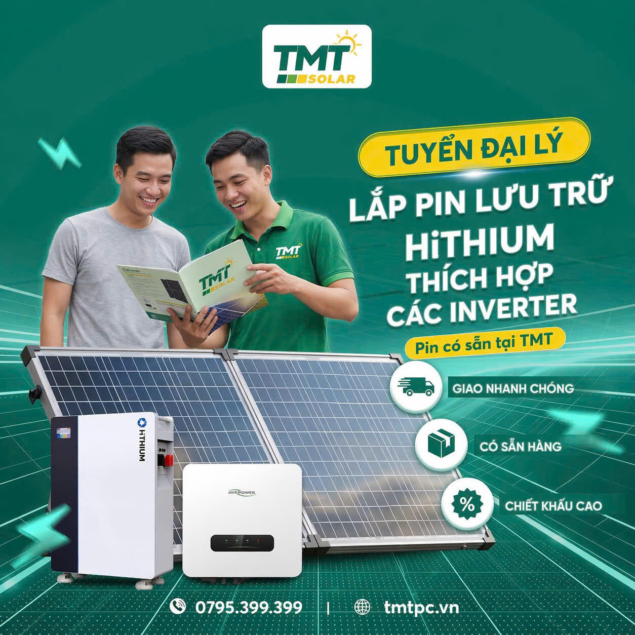 TMT Solar tuyển đại lý lắp pin lưu trữ HiThium